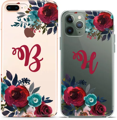 Miniatura 11 de Fundas a juego para parejas compatibles con iPhone 16 15 14 13 12 11 Pro Max Mini Xs X 6s 8 Plus 7+ Xr 10 SE 5 personalizado de madera con nombre