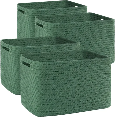 Miniatura 19 de Paquete de 4 cestas de almacenamiento para organizar, cestas tejidas para estantes, perfectas para juguetes, libros, toallas y ropa, cestas