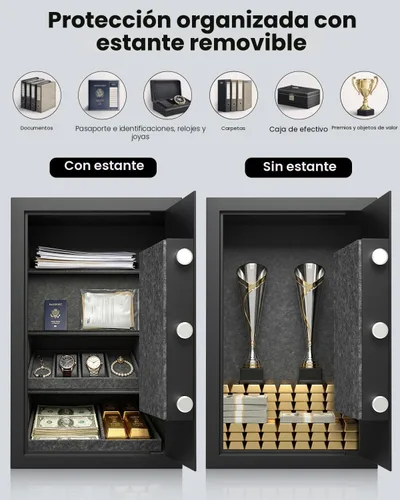 Miniatura 5 de Caja fuerte ignífuga de 23.69 pulgadas de alto para el hogar, resistencia al fuego de 1700 °F durante 60 minutos, caja de seguridad a prueba