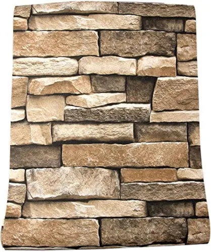 Miniatura 5 de Papel Tapiz de Piedra Despegar y Pegar - Papel Tapiz Autoadhesivo y Removible Decoraciones de Piedra Papel de Contacto 17.7"x78.8" Vinilo
