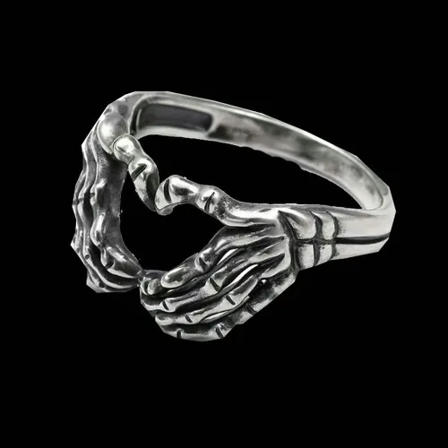 Miniatura 4 de Anillo de corazón retro personalizado para hombres, mujeres, niñas, niños, gótico a juego para parejas, nudillos, cola de nudillos, anillos de dedo