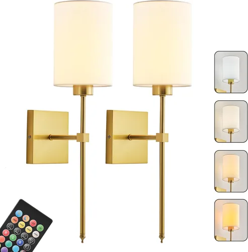 Miniatura 14 de Juego de Dos Apliques de Pared a Batería, Luz de Pared Inalámbrica Recargable con Control Remoto, Regulable, Luz Ámbar/Blanco Cálido/Blanco Negro