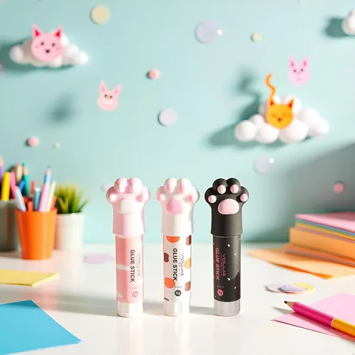Miniatura 2 de 3 piezas de color aleatorio garra de gato lindo pegamento palo kawaii papelería vinculación herramienta escuela oficina suministros de una pieza