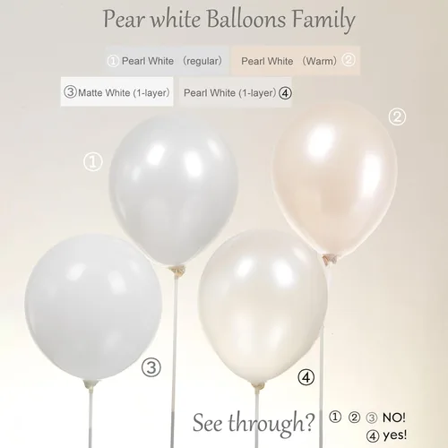 Miniatura 6 de Globos de doble relleno blanco perla de diferentes tamaños, paquete de 63 unidades de 18/12/10/5 pulgadas, kit de guirnalda de globos blancos