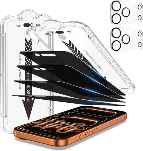 Miniatura 23 de EZ-GLAZ - Paquete de 4 + 2 protectores de pantalla de privacidad para iPhone 13 [6.1 pulgadas] con protector de lente de cámara