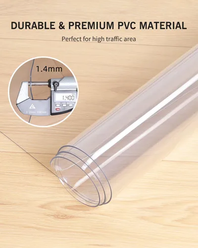Miniatura 6 de Alfombra de área para suelos duros, alfombra de PVC transparente de 5 x 7 pies para el hogar, protector impermeable y duradero para comedor, cocina