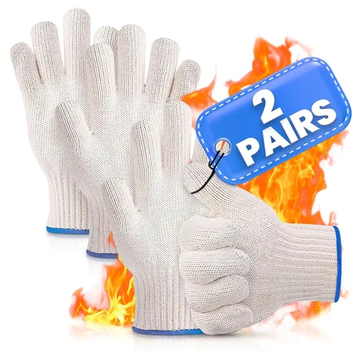 Guantes resistentes al calor para cocinar: 2 pares de guantes de algodón para ollas de cocina, guantes de cocina para hornear, guantes de cocina al