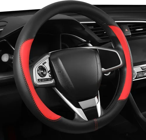Miniatura 10 de Funda universal de cuero de microfibra para volante de automóvil, 14.5-15 pulgadas, antideslizante, transpirable, protector para volante