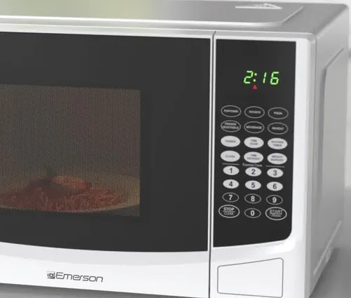 Miniatura 7 de Emerson Horno microondas compacto de 0.9 pies cúbicos con control táctil, pantalla LED, 900 W, 6 menús automáticos con plato giratorio de vidrio