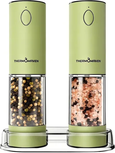 Miniatura 20 de ThermoMaven Juego de molinillo eléctrico de sal y pimienta, 3.7 fl oz más grande, recargable, automático, molinillo de sal y pimienta con 6 grosores
