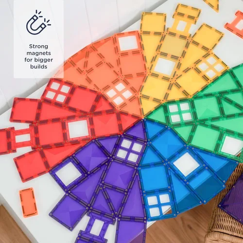 Miniatura 2 de Connetix Fichas Magnéticas Paquete Creativo Arcoíris, 102 Piezas