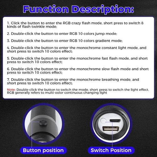 Miniatura 6 de Luces LED de látigo, látigo de fibra óptica para bailar, con 40 modos de efecto de color y giro de 360°, luz rave recargable para fiestas, fiestas