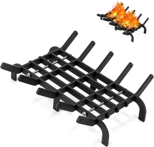 Rejilla para chimenea, rejilla de chimenea de 16 pulgadas, resistente de acero de alto carbono, para interiores y exteriores, para estufa de leña y