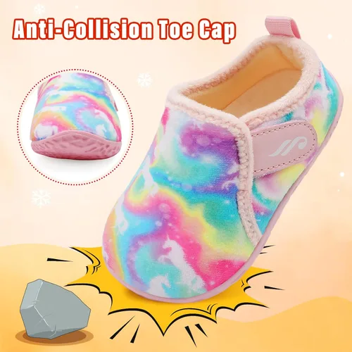 Miniatura 5 de JIASUQI Pantuflas mullidas para niños pequeños, zapatos cálidos para la casa para niños y niñas