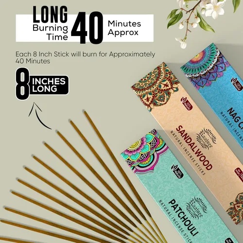 Miniatura 4 de Raajsee Varitas de incienso (6.35 oz), 100% puras orgánicas y naturales, enrolladas a mano, sin productos químicos, perfectas para aromaterapia