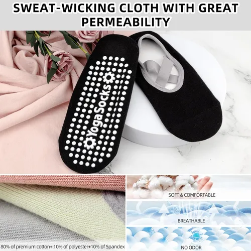 Miniatura 4 de Calcetines de yoga con agarre antideslizante para mujer, talla única, para fitness, deporte, danza de calcetines