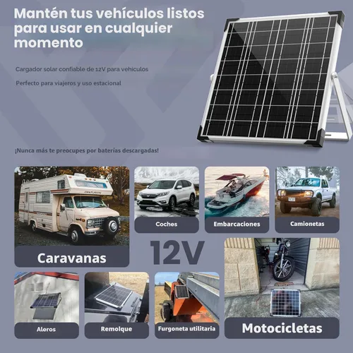 Miniatura 4 de Voltset Cargador de batería solar de 12 V – Kit de panel solar impermeable de 20 W con controlador MPPT inteligente – Mantenedor de cargador