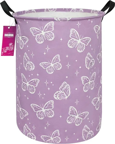 Miniatura 10 de Cesta de lavandería grande de tela de lona ligera, cesta de almacenamiento para juguetes, ropa sucia plegable, impermeable, para dormitorios