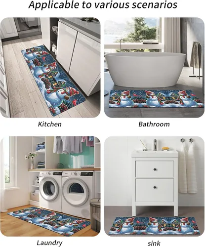 Miniatura 5 de Tapete de baño de muñeco de nieve para bañera, antideslizante, de secado rápido y absorbente, tierra de diatomeas, fregadero, dormitorio, cocina
