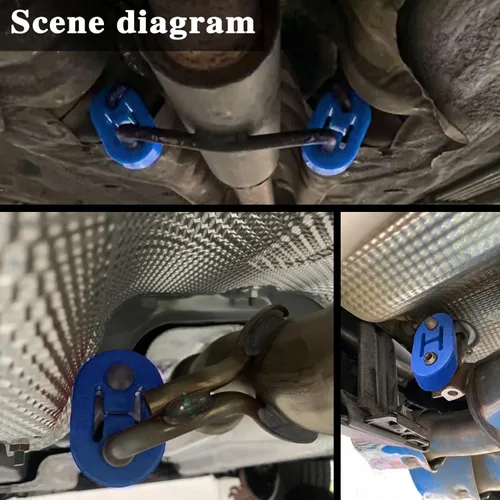 Miniatura 6 de 2 piezas de suspensión de escape de goma con 2 agujeros ajustables, buje aislante de goma de alta densidad y anticorrosión, suspensión de goma azul