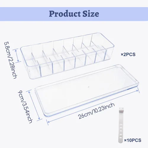 Miniatura 2 de Paquete de 2 cajas organizadoras de cables con bridas de alambre, caja de almacenamiento de cable de plástico con tapa para organizadores de oficina