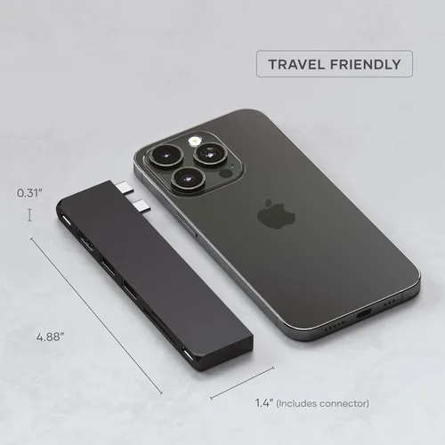 Miniatura 7 de Satechi Adaptador multipuerto USB C 7 en 1 Pro Slim, USB C Dongle, carga de 100 W, HDMI 4K, USB 4, USB 3.2 Gen 2, lector de tarjetas SD/Micro