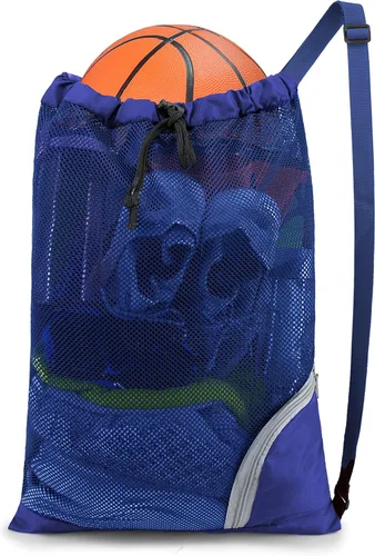 Miniatura 14 de Mochila con cordón BeeGreen para hombres y mujeres, atlética para gimnasio, deportes, entrenamiento, playa, natación, Azul marino, X-Grande
