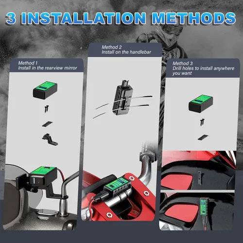 Miniatura 5 de YONHAN Cargador de teléfono USB para motocicleta de 4.8 A, adaptador SAE a USB con voltímetro e interruptor de encendido/apagado, carga rápida