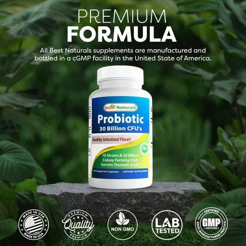 Miniatura 5 de Best Naturals Probiótico 10 cepas y 30 mil millones de UFC flora intestinal, 60 cápsulas vegetales (60 unidades (paquete de 2))