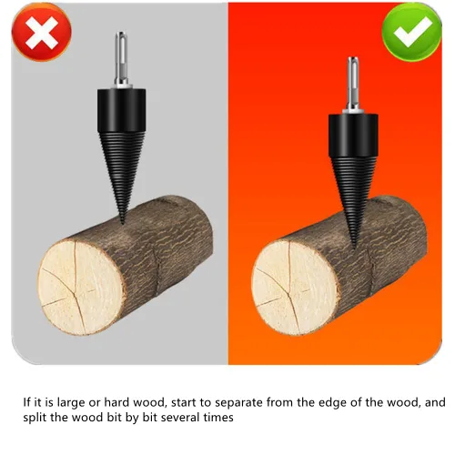 Miniatura 2 de Broca de madera pesada, divisor de leña en U, rosca antideslizante, tornillo en U, tornillo de división de cono, destornillador de cono de madera