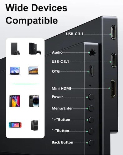 Miniatura 8 de MAGICRAVEN Monitor portátil de 14 pulgadas 2160 x 1440P IPS para laptop, doble USB C HDMI segunda pantalla de computadora, pantalla de juegos con 2
