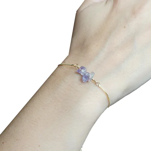 Miniatura 20 de Designs by Nature Gems Pulsera de piedra natal de cristal hecha a mano, pulsera de bolo de cadena deslizante ajustable, chapado en oro