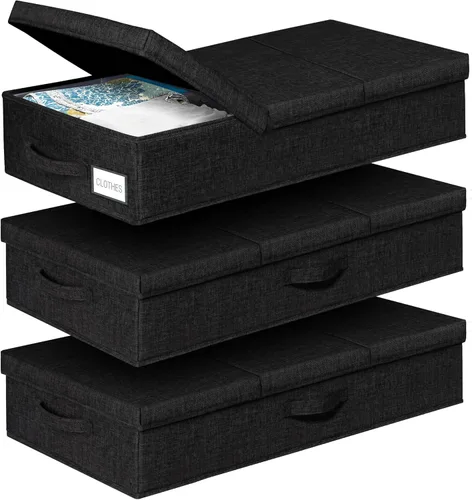 Miniatura 15 de Contenedor de almacenamiento para debajo de la cama, paquete de 3 bolsas de almacenamiento debajo de la cama con tapa, organizador de almacenamiento