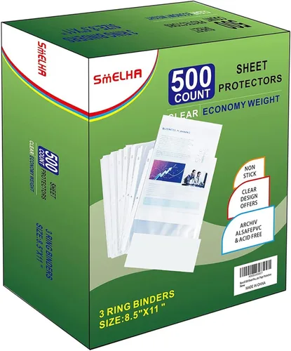 Protectores de hojas de 500 páginas, protector de página de 8.5 x 11 pulgadas, protectores de páginas de plástico transparente mejorados, para