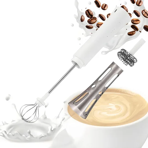 Miniatura 8 de Varita espumadora de leche recargable con 3 botones de velocidad independientes, batidor eléctrico de mano con 5 accesorios para café, lattes