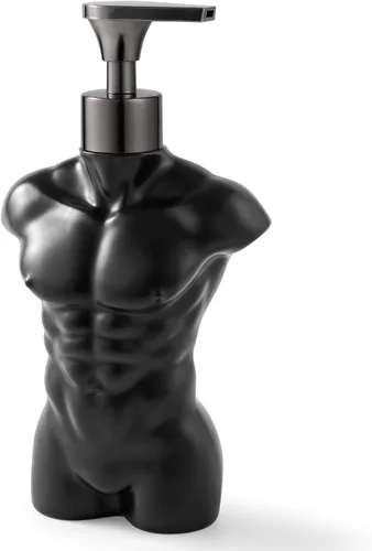 Miniatura 8 de Dispensador de jabón de cerámica, dispensador de líquido de loción de manos, recargable para decoración de cocina y baño (negro)
