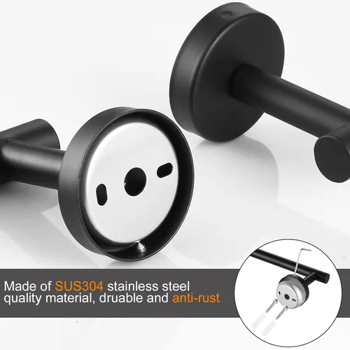 Miniatura 3 de Juego de Accesorios de Baño Negro de 10 Piezas, Juego de Barras de Toalla de Acero Inoxidable Negro Mate, Incluye 2 Barras de Toalla de 16'', 4