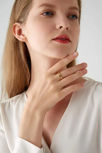 Miniatura 5 de PDWZNBA Love Friendship Ring 18K Gold-Plated Stainless Steel Promise Ring Wedding Band Jewelry Birthday Gifts for Women