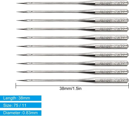 Miniatura 2 de 30 paquetes de agujas para máquina de coser tamaño 75/11 130/705H HAx1, agujas de bordar para máquina de coser Brother (3 paquetes de 10 agujas)