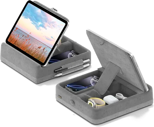 Miniatura 10 de KDD - Soporte de almohada para tableta con almacenamiento, soporte plegable para iPad para regazo, escritorio y cama, base de almohadilla suave