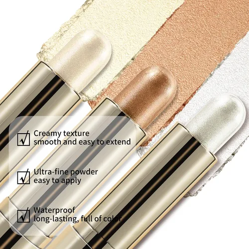 Miniatura 3 de Boobeen Barra de maquillaje con brillo y brillo en barra de contorno de maquillaje en barra bronceadora impermeable de larga duración con purpurina