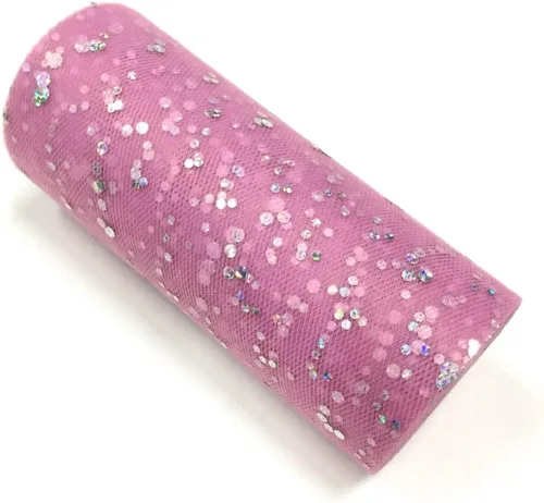 Miniatura 20 de Rollo de tul con lentejuelas con purpurina, decoración de boda, suministros de organza para fiestas de cumpleaños, carrete de tela, vestido tutú