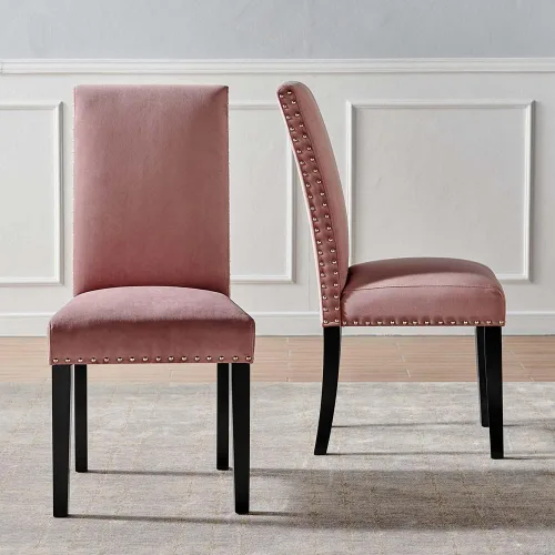 Miniatura 2 de Modway Parcel Performance - Juego de 2 sillas auxiliares de terciopelo para comedor, color rosa polvoriento Rosa (Dusty Rose)