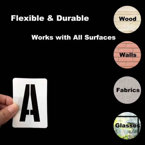 Miniatura 7 de Plantillas de letras del alfabeto de 1 pulgada para pintar, paquete de 42 plantillas de letras y números con letreros para pintar sobre madera