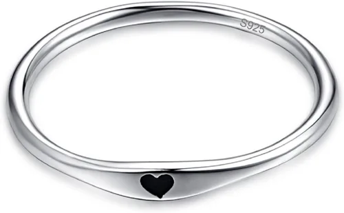 Miniatura 4 de Anillo de compromiso apilable de plata de ley 925 con forma de corazón tallado simple para ella, talla 5-10