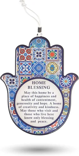 Miniatura 3 de A&S Mezuzot Hamsa - Amuleto de protección contra el mal de ojo para decoración de pared, amuleto de buena suerte para el hogar/negocios en azul