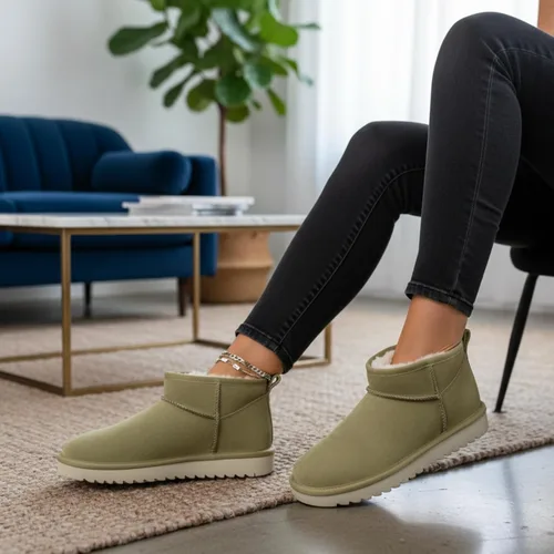 Miniatura 4 de CUSHIONAIRE, Hip 2 - Botas de nieve de gamuza auténtica para mujer, sin cordones, con cómodo forro de piel de oveja sintética + espuma viscoelástica