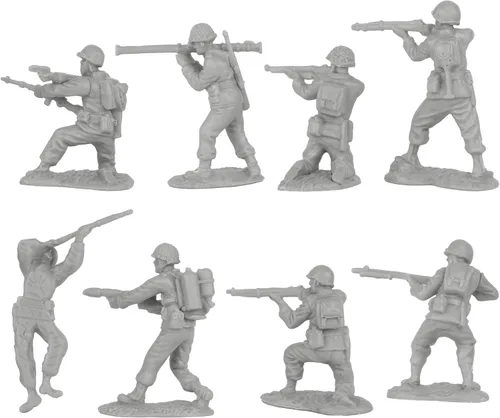 Miniatura 6 de BMC CTS Segunda Guerra Mundial Soldados de plástico del ejército de infantería estadounidense - 33 piezas de soldados grises 1:32