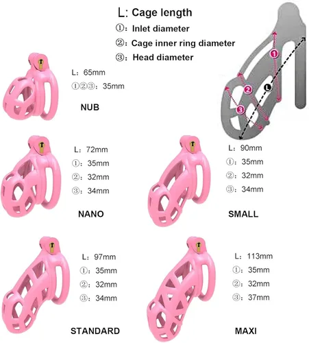 Miniatura 3 de Jaula de castidad rosa 2.0 dispositivo de castidad masculina con 4 anillos de resina ligera jaula de castidad para hombre pene ejercicio de bondage