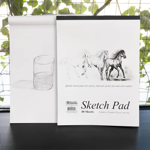 Miniatura 4 de BAZIC Products Bloc de bocetos de 40 hojas de 9 x 12 pulgadas, cuaderno de dibujo blanco, papel de bocetos, libro para colorear para artistas